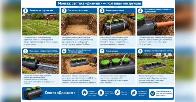 Как делать монтаж септика диамант 
